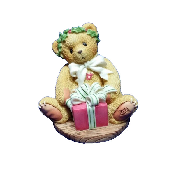 Cherished Teddies 475602 Margy Im Wrapping Holiday Joy Bear Figurine 1998 Enesco - Picture 1 of 7